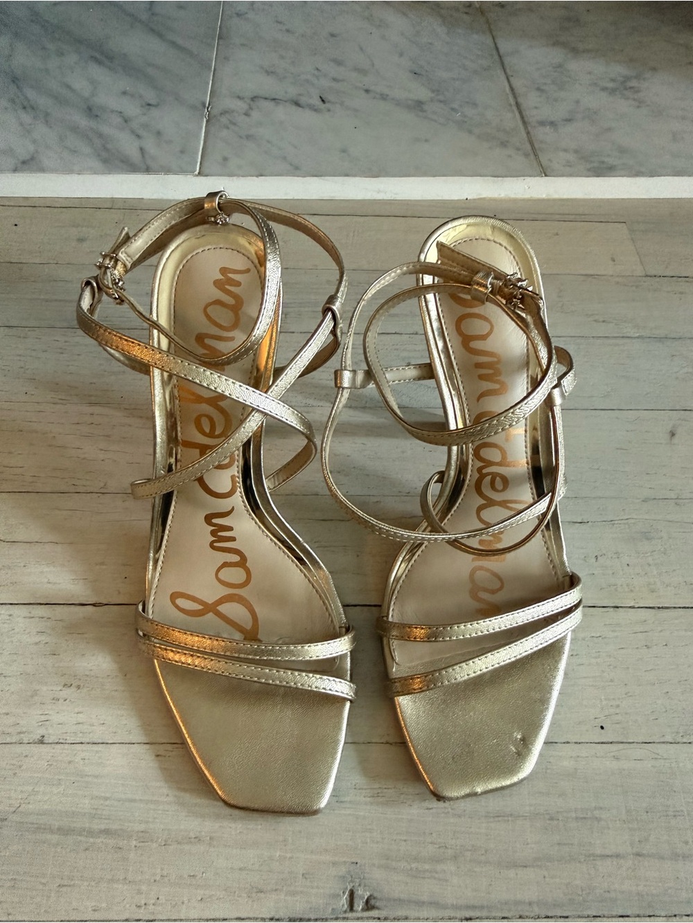 Sam Edelman Strappy Metallic Gold Women’s Heels